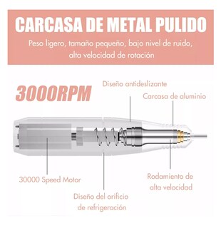 Foto 4 | Meril Para Uñas Profesional Drill Pulidor Kit 35000 Rpm Rosa Belug