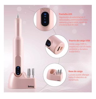 Foto 3 | Pulidor Eléctrico para Uñas Inalámbrico Rosa Belug
