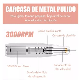 Foto 4 | Esmeril Para Uñas Profesional Lab.g Drill Pulidor Kit 35000 Rpm Rosa