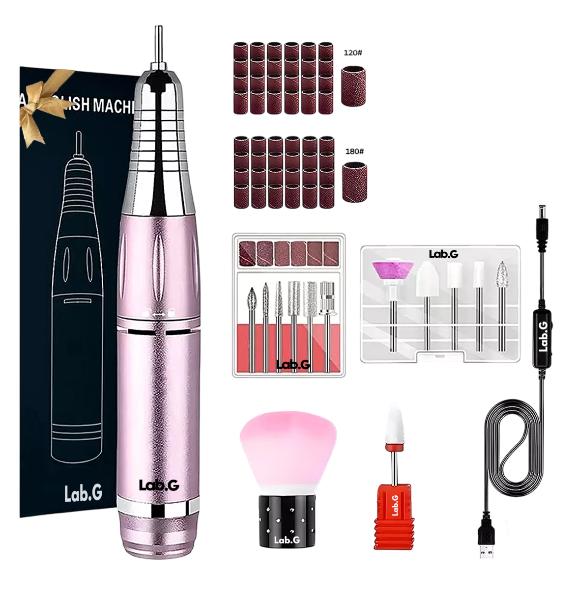 Pulidor Esmeril Lab.g Taladro Drill Para Uñas Acrilicas 35000rpm Rosa