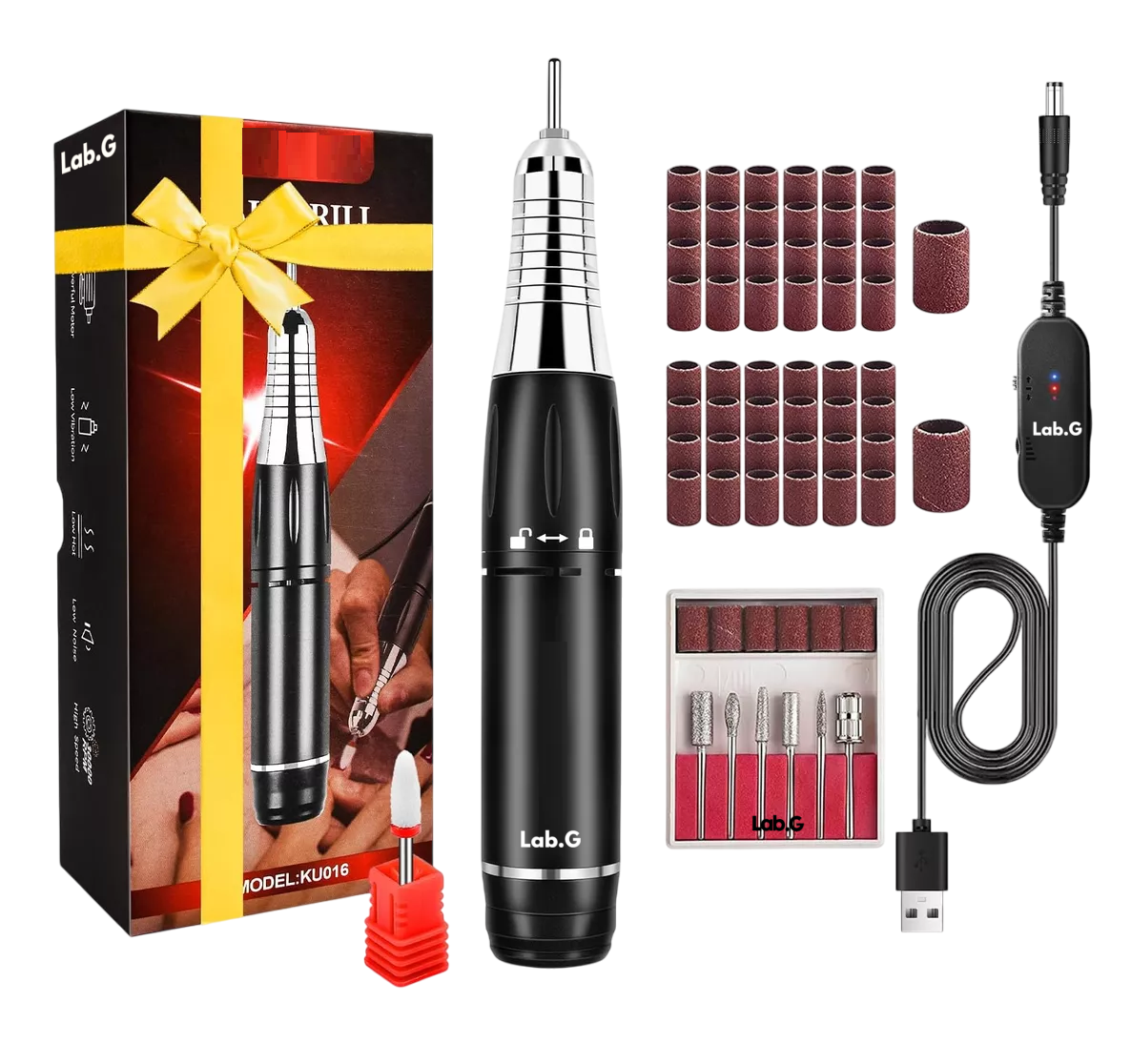 Taladro De Uñas Pulidor Lab.g Esmeril Uñas Acrílicas 65 Piezas Negro
