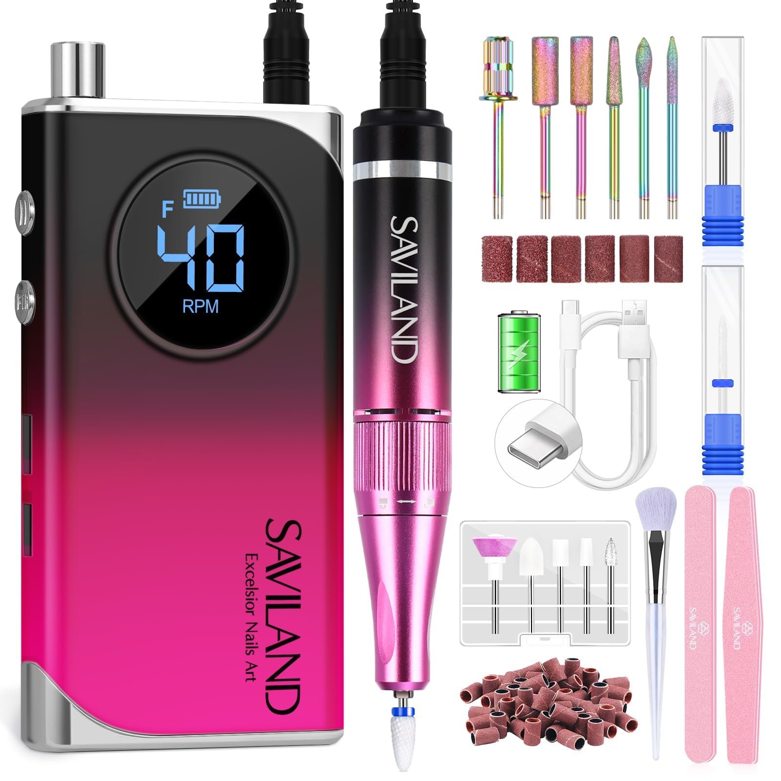 Taladro De Uñas Saviland 2024 High Tech 40000rpm 6000mah Púrpura - Venta Internacional.