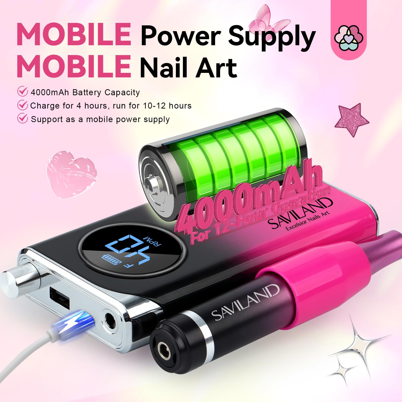 Foto 5 pulgar | Taladro De Uñas Saviland 2024 High Tech 40000rpm 6000mah Púrpura - Venta Internacional.