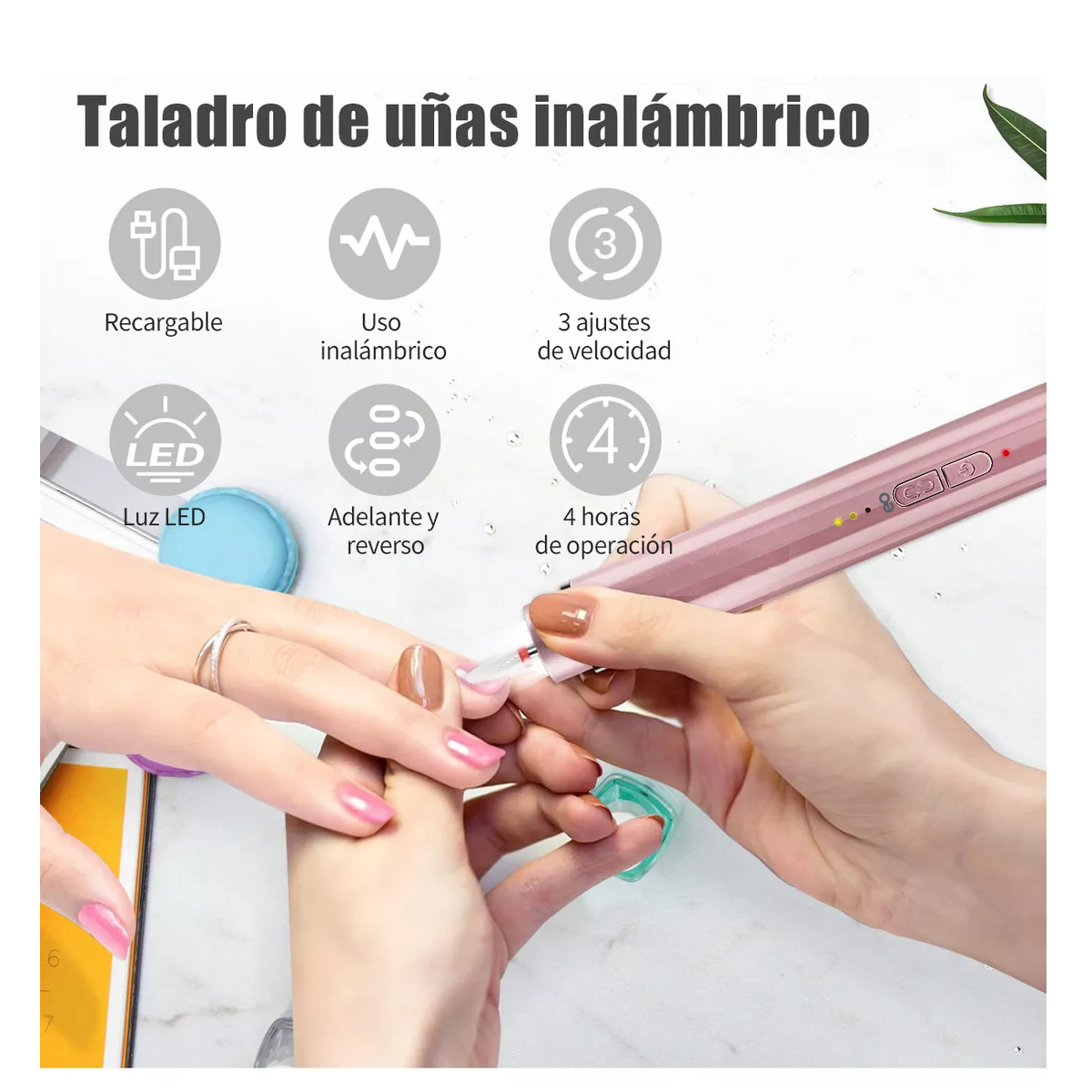 Foto 4 pulgar | Pulidor Inalámbrico de Uñas Eo Safe Imports Rosa Inalámbrico