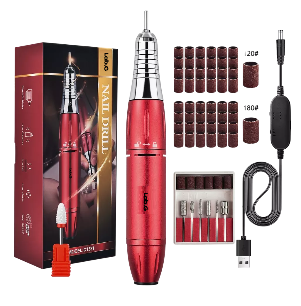 Taladro de Uñas Esmeril 65 Piezas Rojo