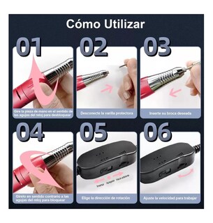 Foto 3 | Taladro de Uñas Esmeril 65 Piezas Rojo