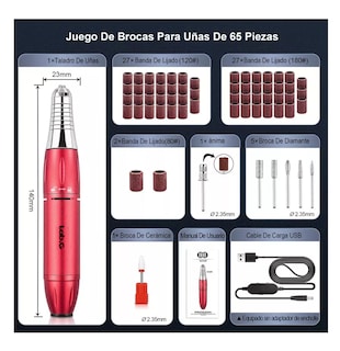 Foto 4 | Taladro de Uñas Esmeril 65 Piezas Rojo