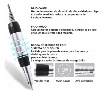 Foto 4 | Pulidor Para Uñas Drill Esmeril Profesional 25000 Rpm Belug, Negro