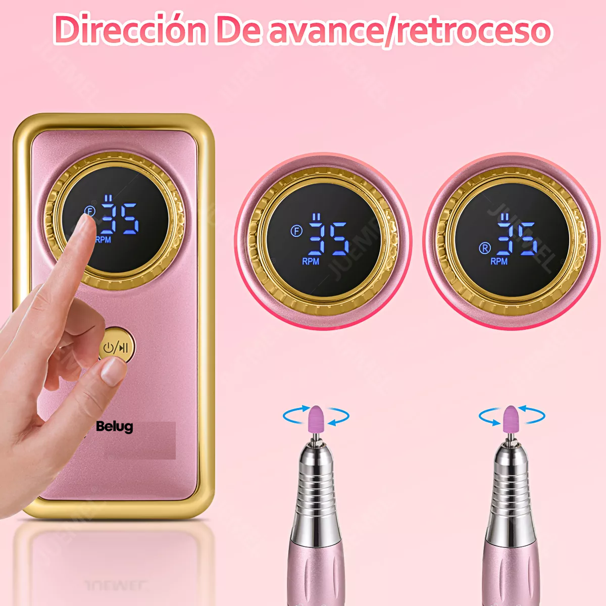 Foto 2 | Pulidor Esmeril Belug Taladro De Uñas Acrílicas (120pcs) Rosa 35000rpm
