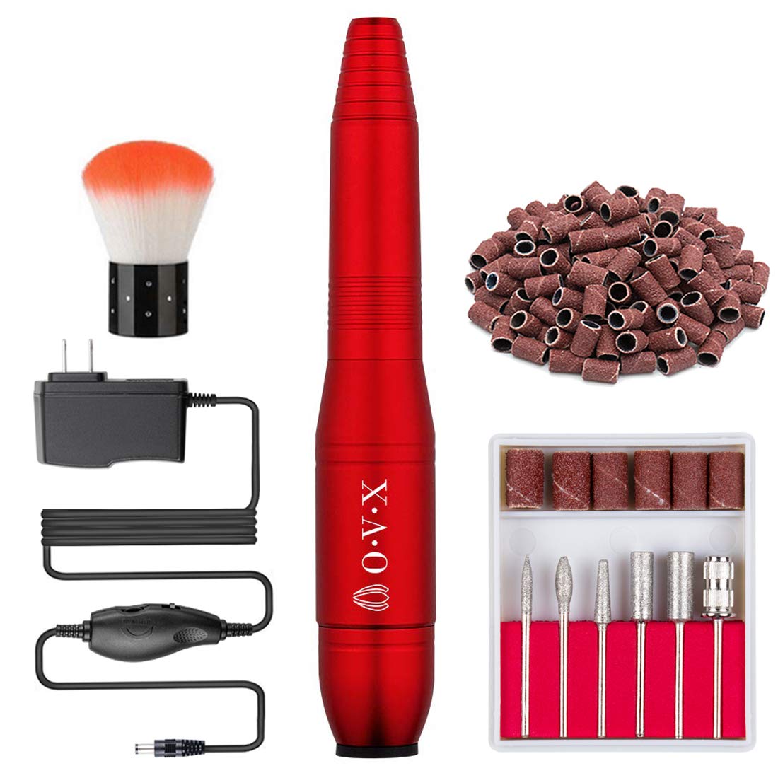 Foto 2 pulgar | Kit De Limas De Uñas Eléctricas Ovx 20000 Rpm Con Bandas De Lijado, Color Rojo - Venta Internacional.