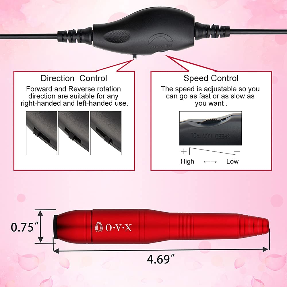 Foto 4 | Kit De Limas De Uñas Eléctricas Ovx 20000 Rpm Con Bandas De Lijado, Color Rojo - Venta Internacional.