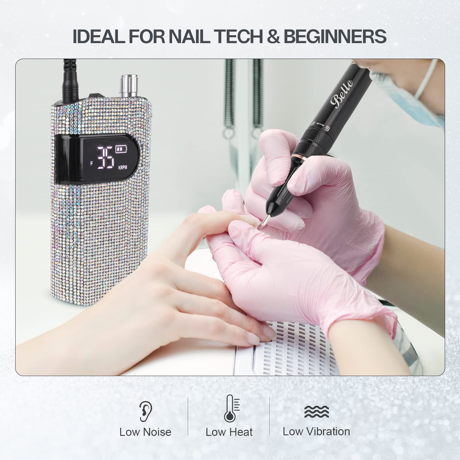 Foto 4 | Máquina Perforadora De Uñas Belle Professional Sparkly Electric - Venta Internacional.