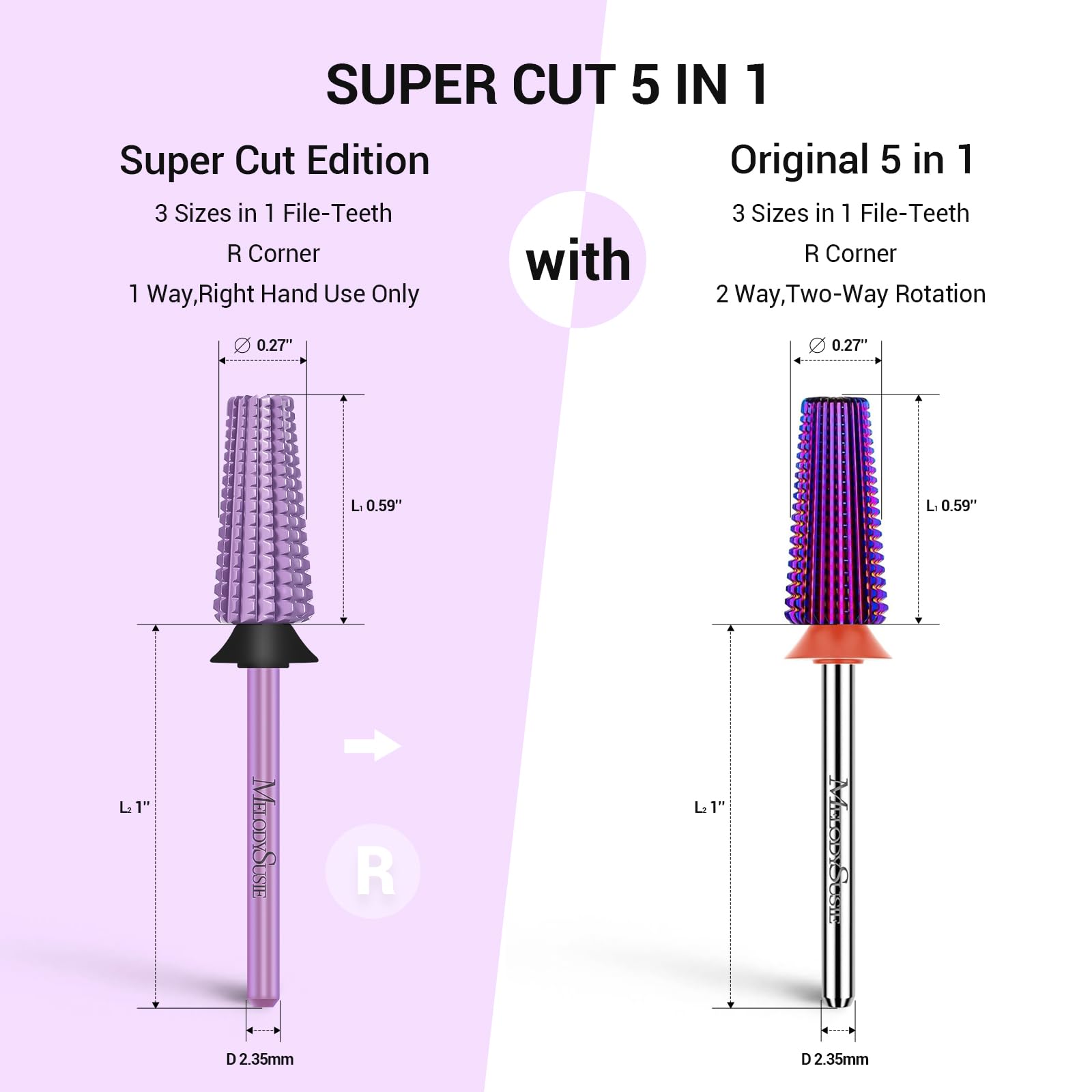 Foto 4 pulgar | Brocas Para Uñas Melodysusie Super Cut Edition 5 En 1, Color Morado - Venta Internacional.