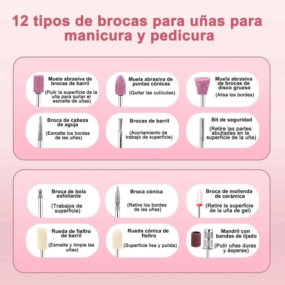 Foto 3 | Pulidor de Uñas Recargable con Kit Multifuncional y Pantalla LCD Rosa