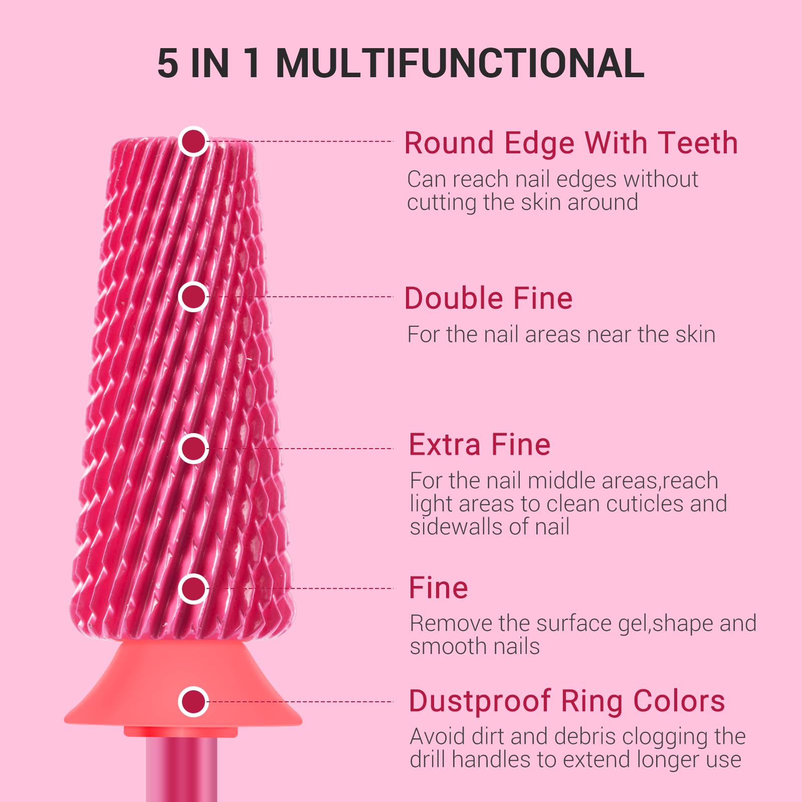 Foto 3 | Brocas Para Uñas Melodysusie Professional 5 En 1 Pink Blossom - Venta Internacional.