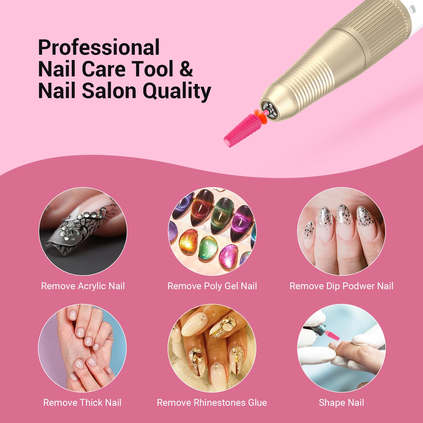 Foto 6 | Brocas Para Uñas Melodysusie Professional 5 En 1 Pink Blossom - Venta Internacional.