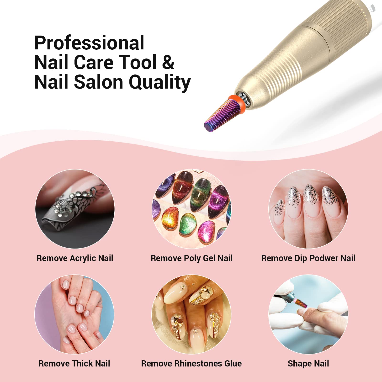 Foto 7 | Brocas Para Uñas Melodysusie Professional 5 En 1 Moradas - Venta Internacional.