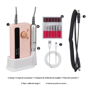 Foto 4 | Drill Pulidor De Uñas Esmeril Portátil Profesional 45000 Rpm Rosa
