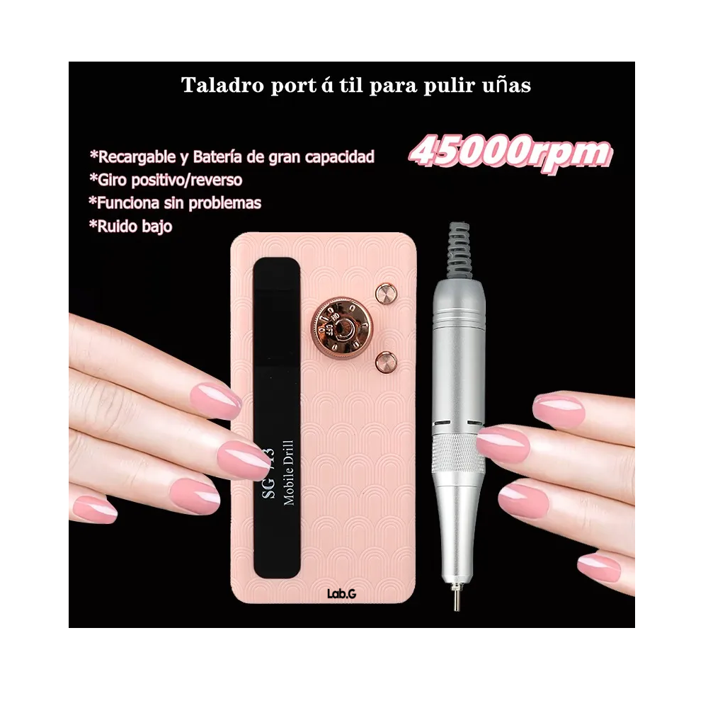 Foto 5 | Drill Pulidor De Uñas Esmeril Portátil Profesional  45000 Rpm Rosa