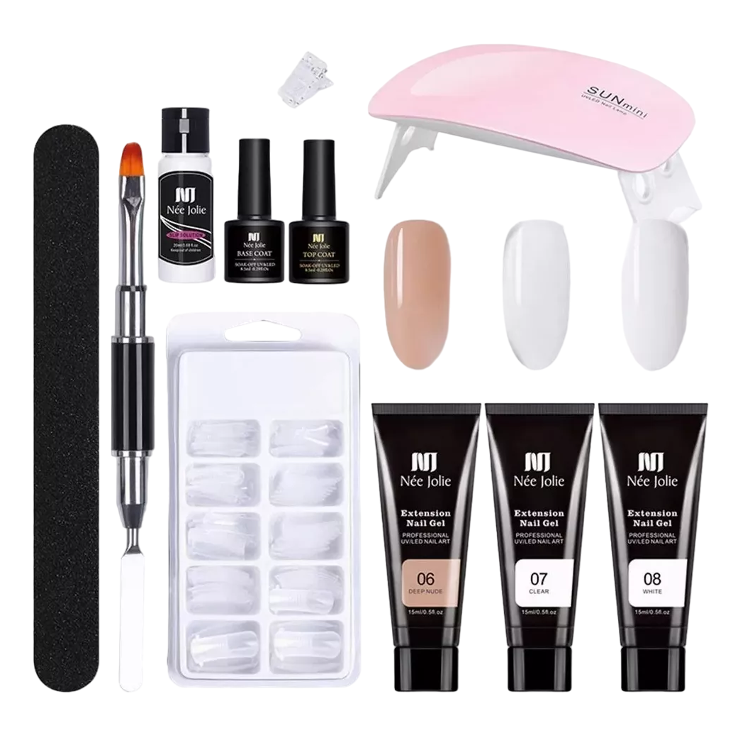 Kit de Polygel Completo de Uñas con Lámpara Uv 11 Piezas