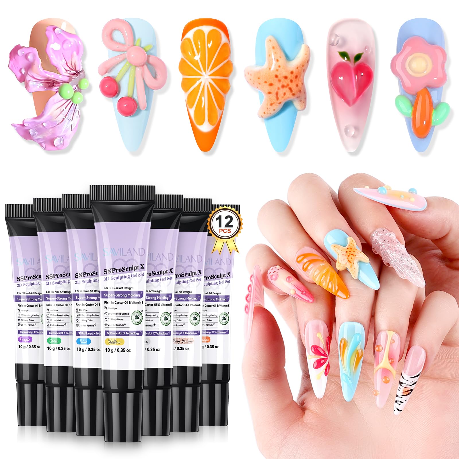 Foto 2 pulgar | Set De Gel Para Uñas 3d Saviland Sspro X: 12 Colores En Gel Que No Se Limpia - Venta Internacional.
