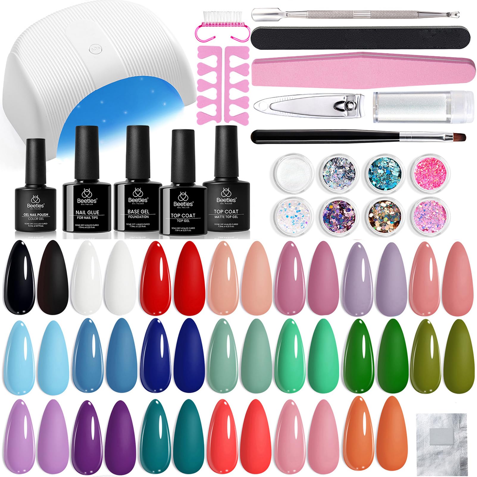 Kit De Esmaltes De Uñas En Gel Beetles Con Luz Uv, 34 Unidades - Venta Internacional.