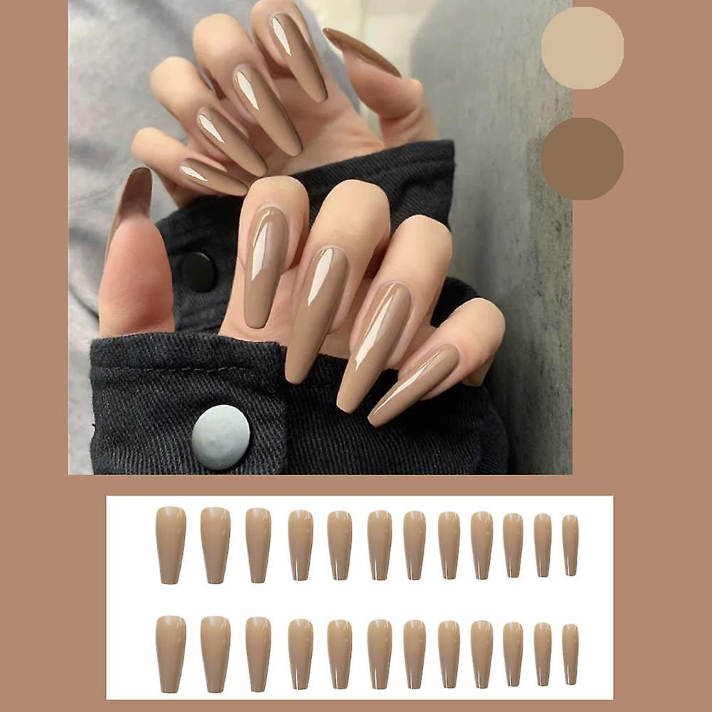 Foto 4 pulgar | False Nails Huoguo  Trapecio Ultralargo  Color Caqui  24 Unidades  Con Pegamento - Venta Internacional.