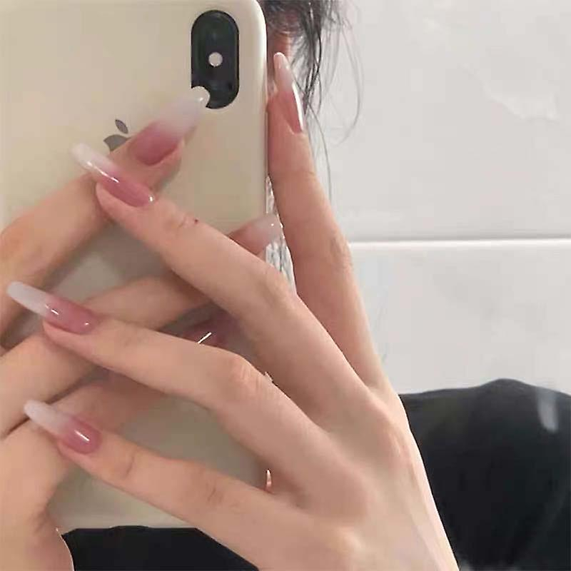 Foto 2 pulgar | Uñas Postizas Huoguo  Ballet Largo Con Degradados De Color Blanco Lechoso Y Rosa - Venta Internacional.