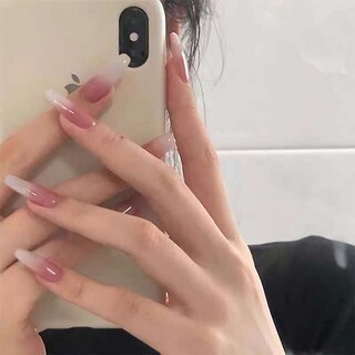 Foto 1 | Uñas Postizas Huoguo Ballet Largo Con Degradados De Color Blanco Lechoso Y Rosa - Venta Internacional.