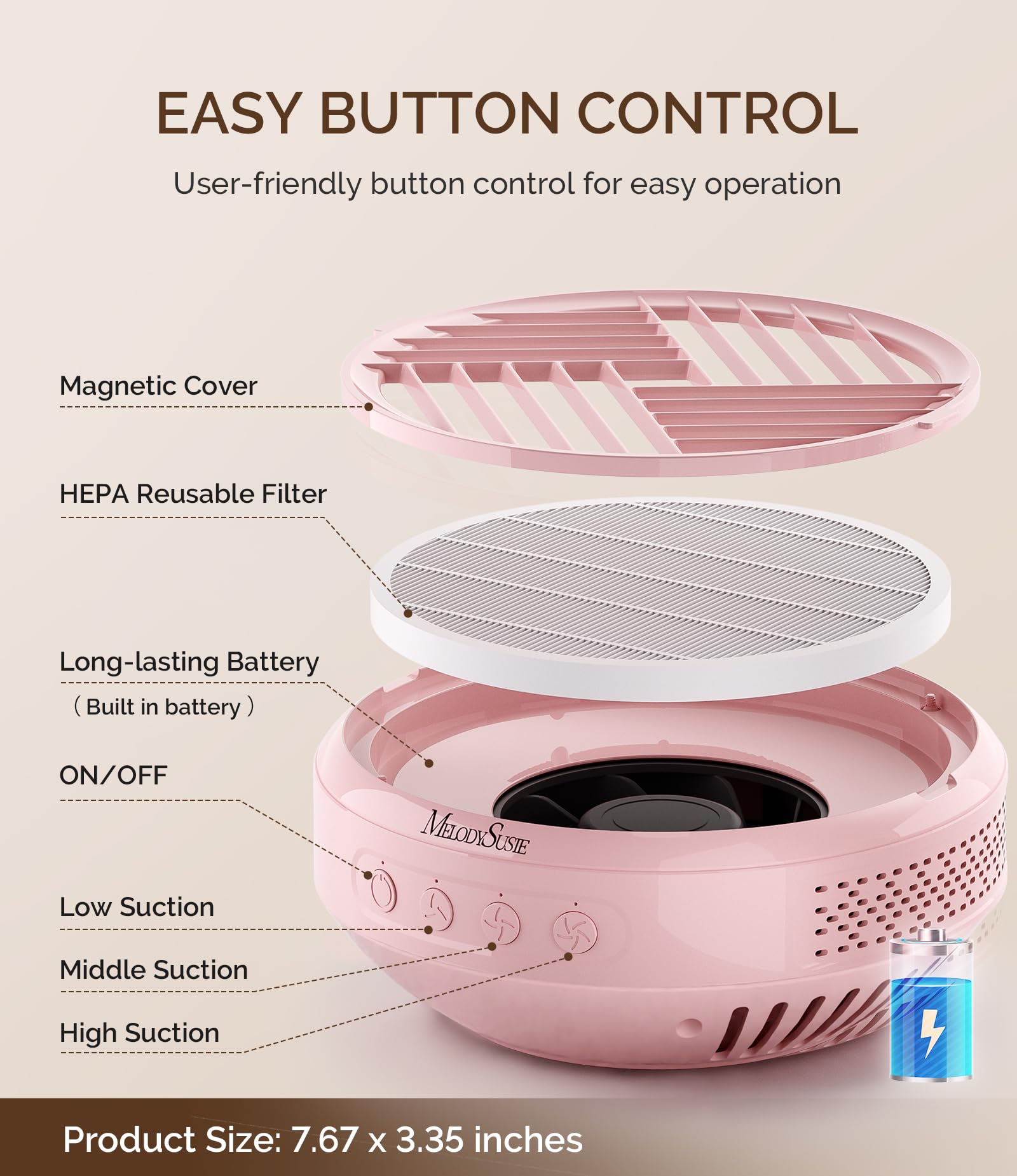 Foto 6 | Colector De Polvo Para Uñas Melodysusie, Inalámbrico, Recargable, Spror - Venta Internacional.