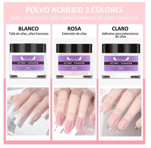 Foto 4 pulgar | Kit Profesional de Uñas Acrílicas 25 Piezas 12 Colores