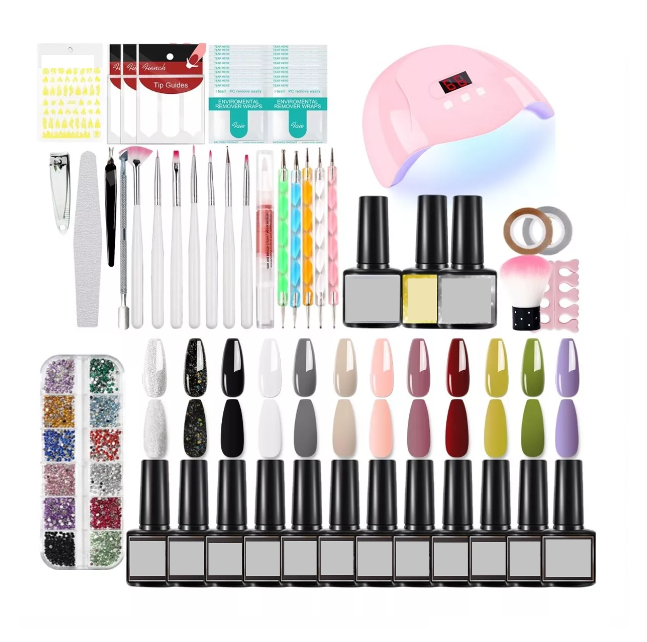 Kit de Lámpara para Uñas Uv Gel 54w 12 Esmaltes Mate Cepillo Manicure