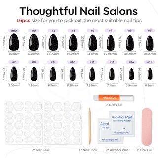 Foto 2 | Presiona Nails Modelones, Color Negro Brillante, Forma De Almendra, 32 Unidades - Venta Internacional.