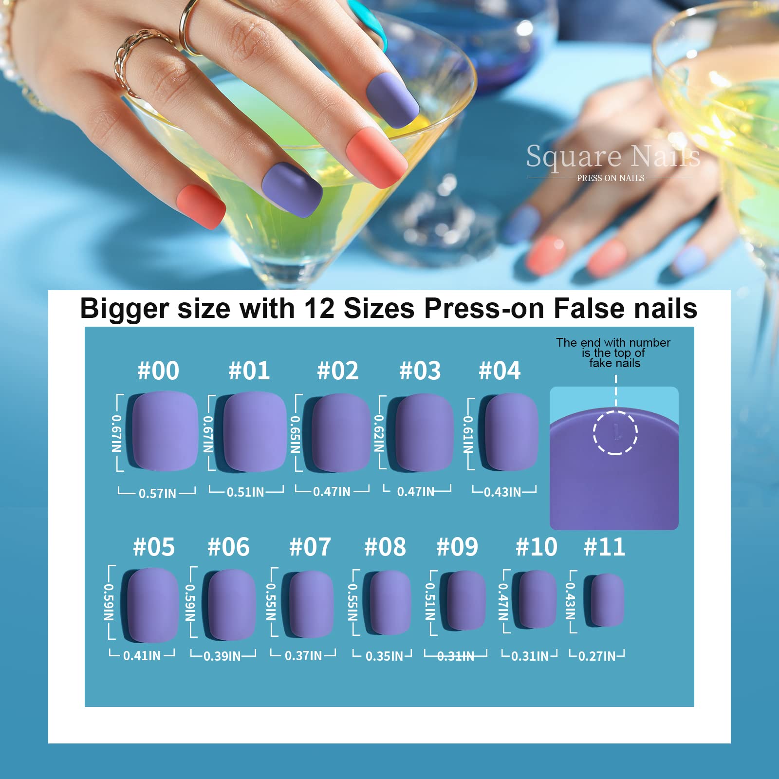 Foto 3 pulgar | Press On Nails Teenitor Glitter Short Square 12 Tamaños X 24 - Venta Internacional.