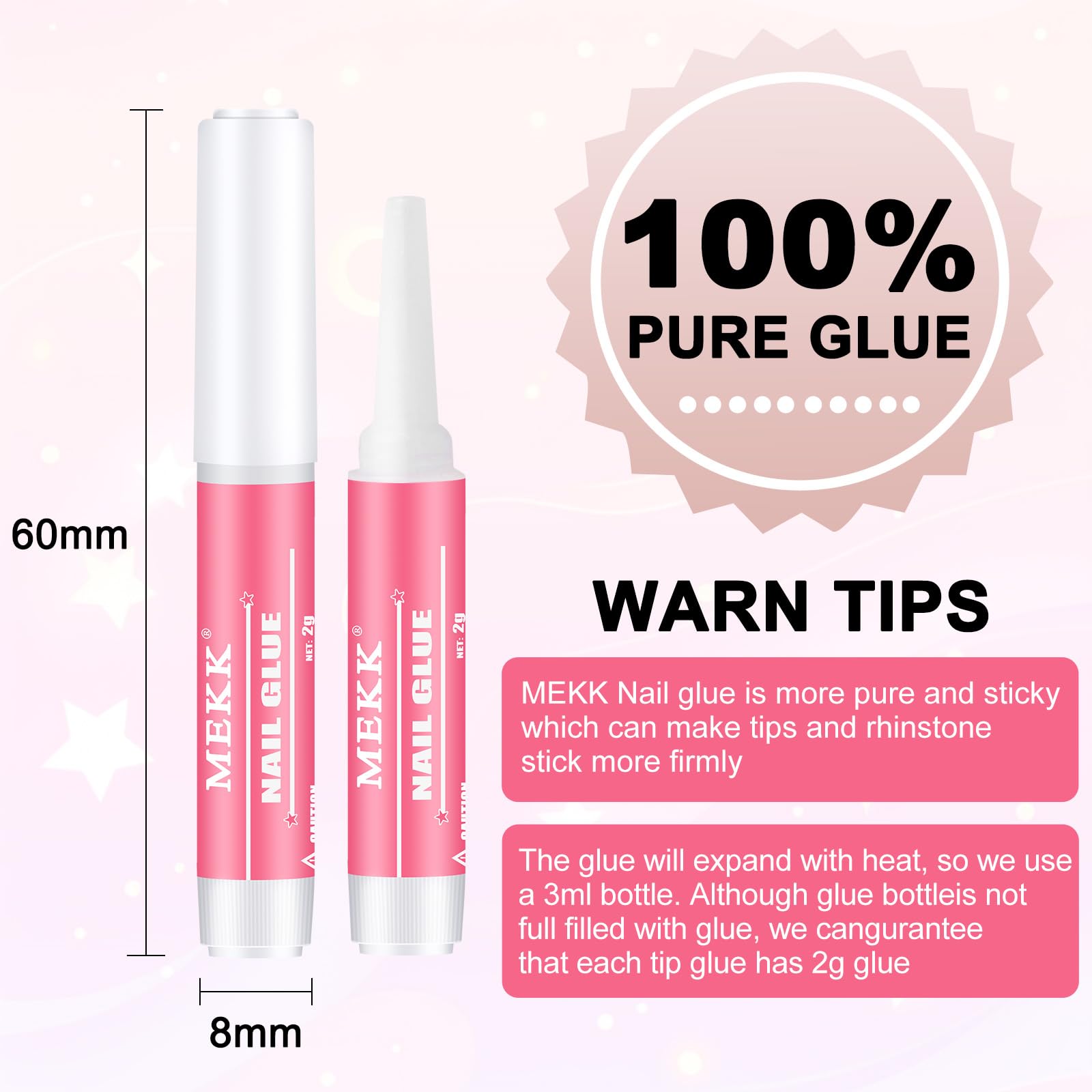 Foto 2 | Pegamento De Uñas Mekk Super Strong Para Uñas Acrílicas  2 Ml (36 Unidades) - Venta Internacional.