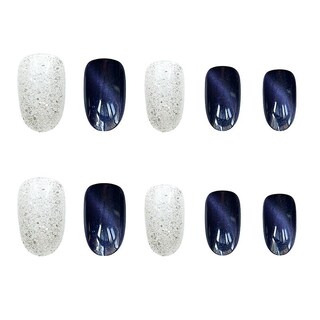 Foto 2 | Piezas De Uñas Falsas Huoguo Acrílicas Moradas Y Plateadas Usables - Venta Internacional.