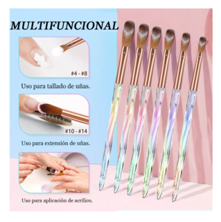 Foto 3 | Set de 6 Pinceles para Uñas 4 6 8 10 12 y 14 color Oro Rosa
