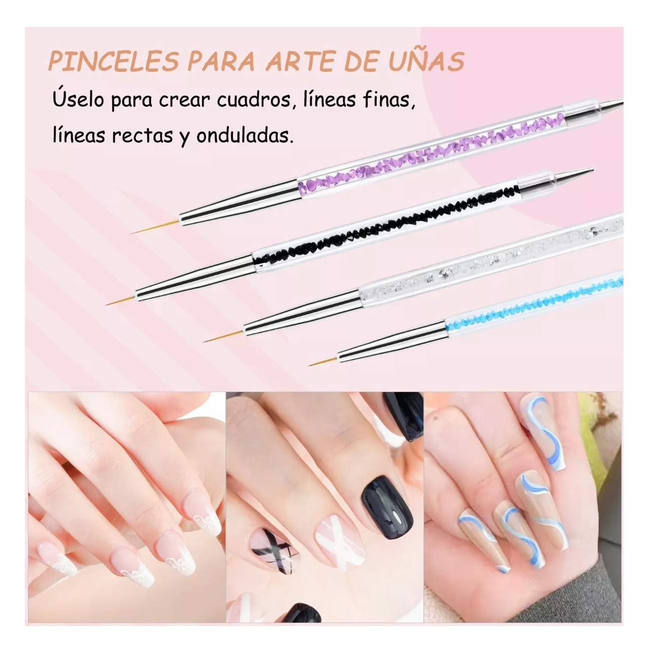 Foto 4 pulgar | Pinceles Liner Mano Alzada Punteros 9 Pzs Coloridos