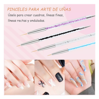 Foto 3 | Pinceles Liner Mano Alzada Punteros 9 Pzs Coloridos