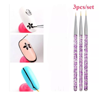Foto 3 | Pinceles para Uñas para Estilo Fino y Mano Alzada 3 PZAS color Morado y Blanco