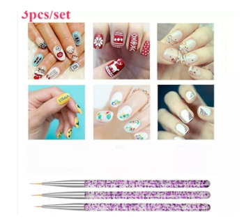 Foto 4 | Pinceles para Uñas para Estilo Fino y Mano Alzada 3 PZAS color Morado y Blanco