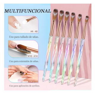 Foto 3 | Set de 6 Pinceles Acrílico para Uñas 4/6/8/10/12/14 color Oro Rosa