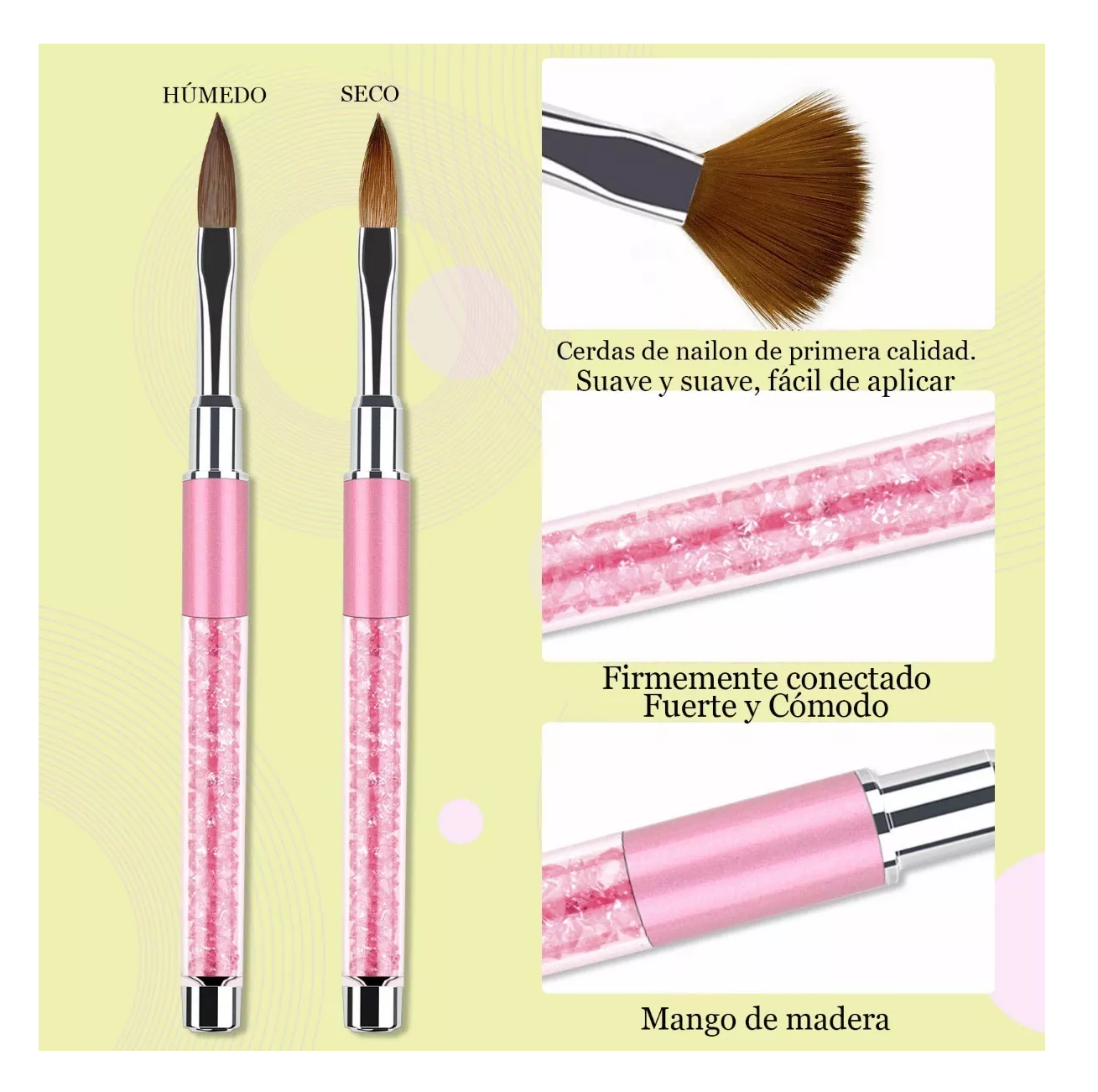 Foto 3 | Pinceles De Uñas Acrílico  Belug 3 Pzs, Numero 6, 8, 12 Y 3d Rosa