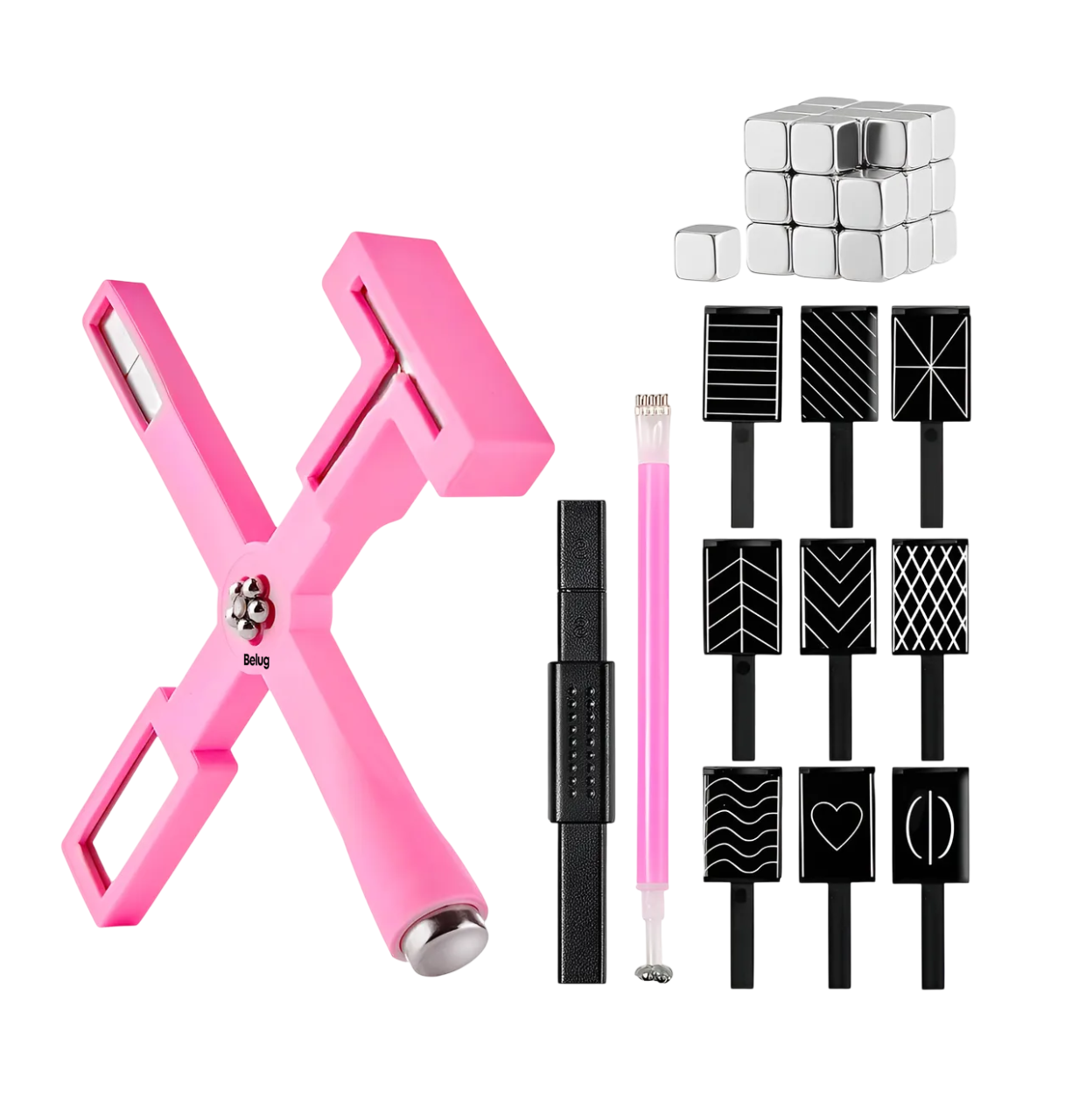 Foto 2 pulgar | 13 Pcs Uñas Magnéticas De Ojo De Gato Herramientas De Diseño Rosa Con Negro