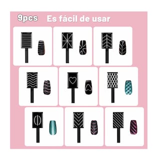 Foto 2 | 13 Pcs Uñas Magnéticas De Ojo De Gato Herramientas De Diseño Rosa Con Negro
