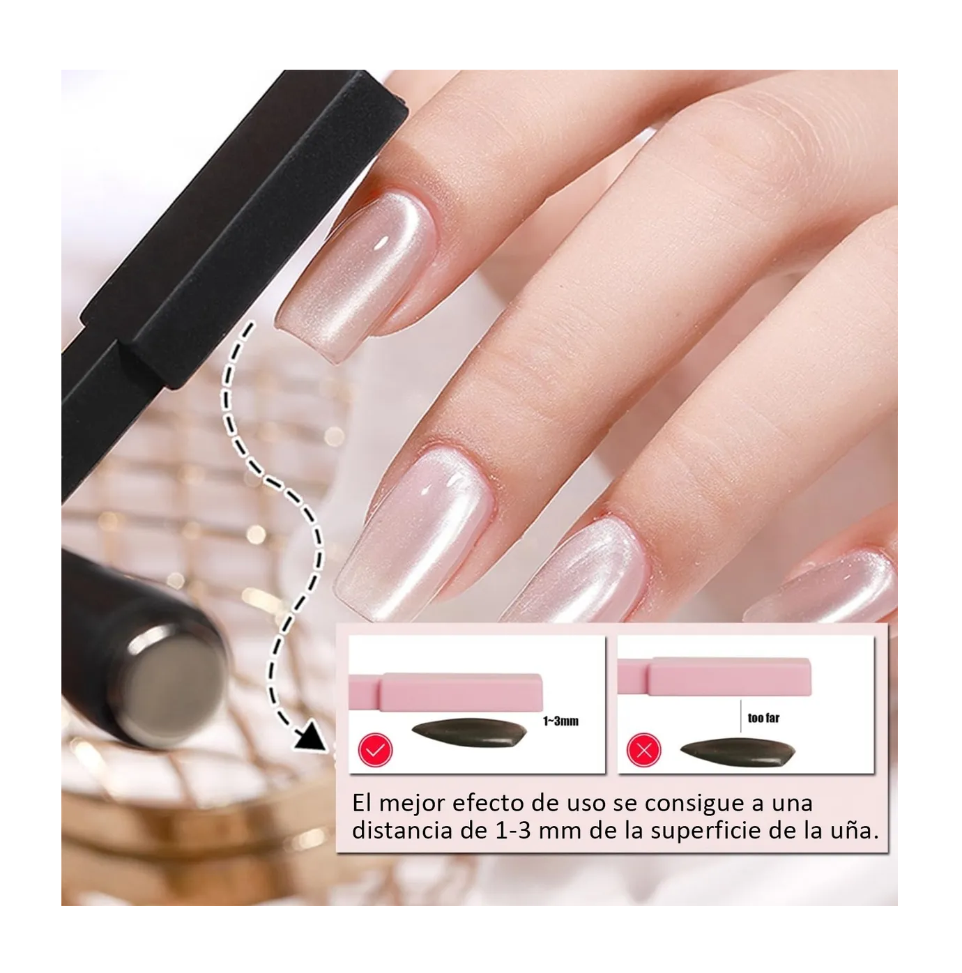 Foto 4 | 13 Pcs Uñas Magnéticas De Ojo De Gato Herramientas De Diseño Rosa Con Negro