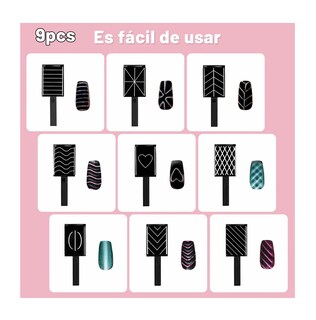 Foto 2 | 13 Pcs Uñas Magnéticas De Ojo De Gato Herramientas De Diseño Rosa Con Negro