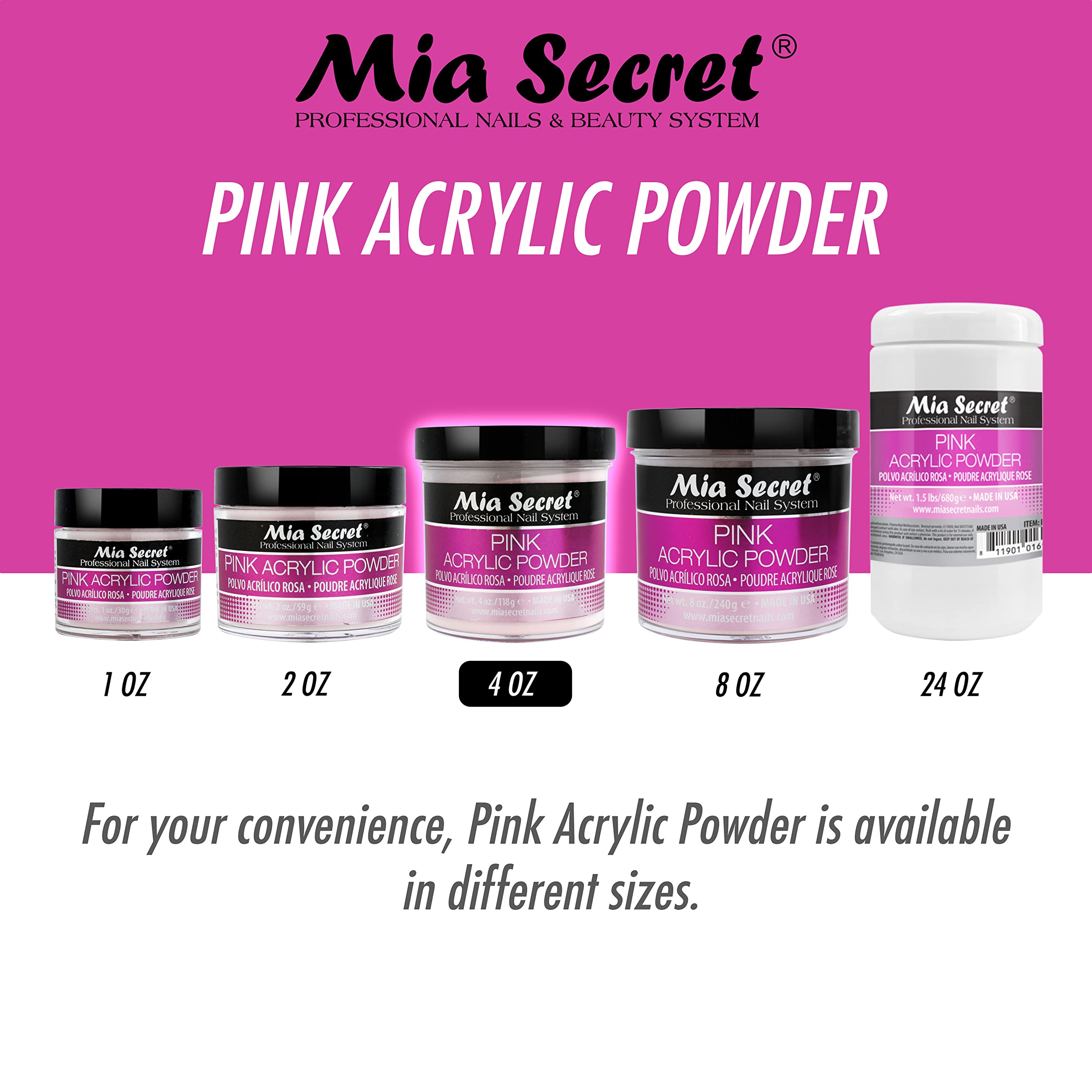 Foto 3 pulgar | Polvo Acrílico Mia Secret Pink 120ml - Venta Internacional.