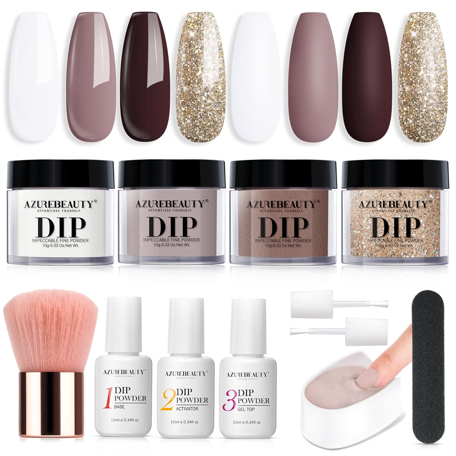 Foto 1 | Kit Básico Para Uñas En Polvo Azurebeauty, Purpurina Blanca Y Malva - Venta Internacional.