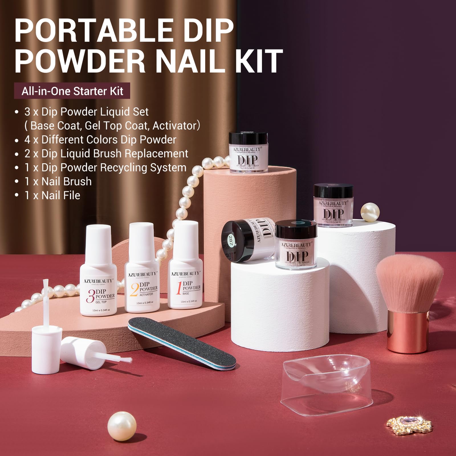 Foto 8 pulgar | Kit Básico Para Uñas En Polvo Azurebeauty, Purpurina Blanca Y Malva - Venta Internacional.